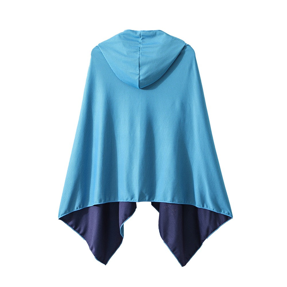 Cooling Beach Poncho Quick Drying Beach Hoodie Sun Protection Cloak Blue