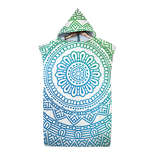 Mandala Beach Poncho Quick Dry Beach Towel Hooded Changing Robe Style 4