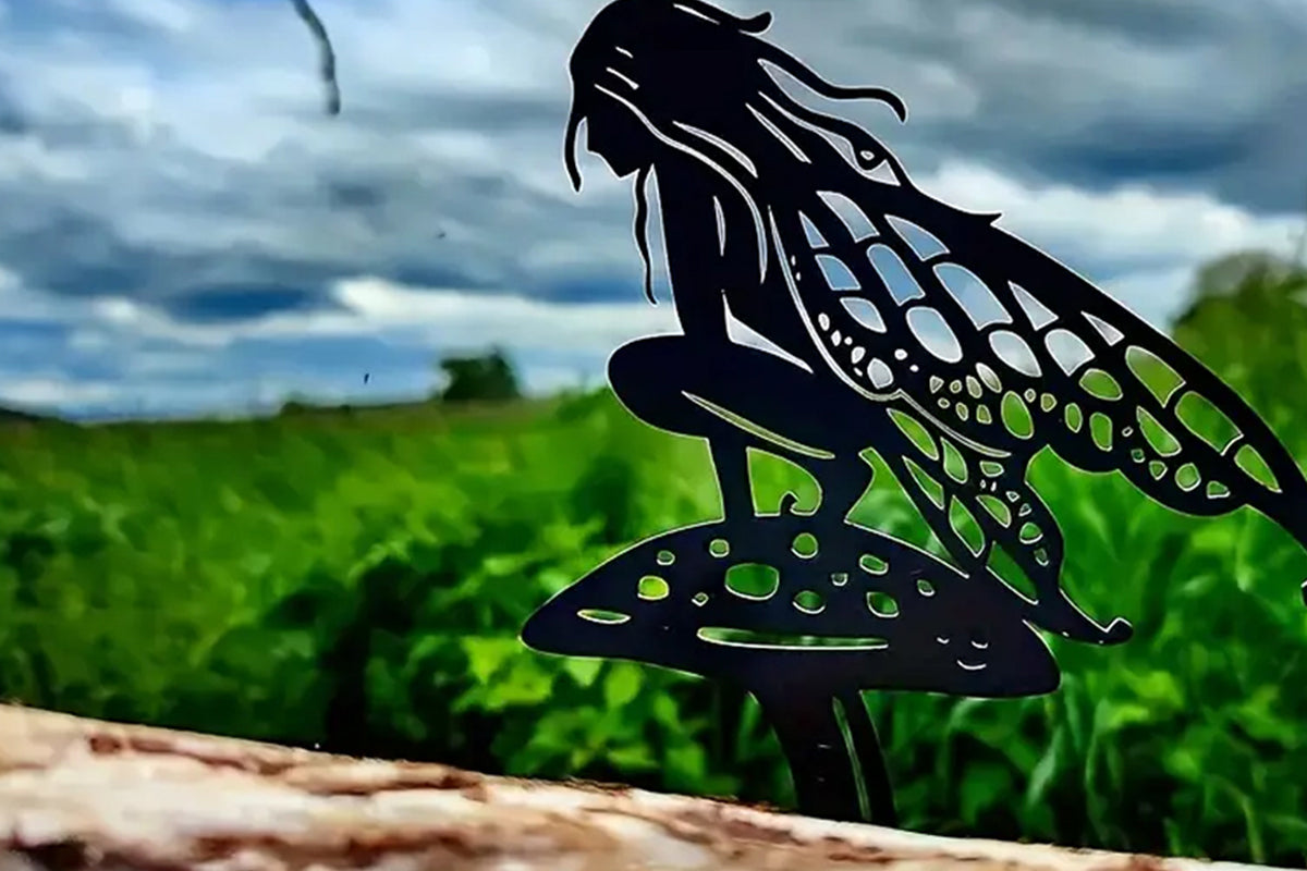 Fairy Silhouette Statue Metal Craft Art Sculpture Outdoor Decorative Stake for Patio Garden Yard-Style 3