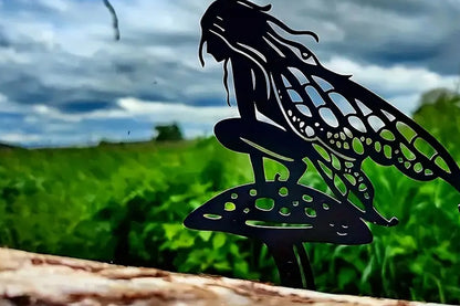 Metal Fairy Silhouette Stake Outdoor Garden Yard Decor Style 3