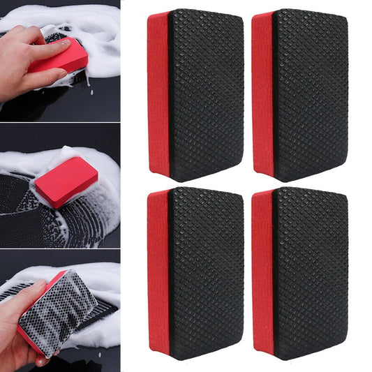 4Pcs Car Cleaning Wash Sponge Magic Clay Block Polish Pads Eraser Washer Tools