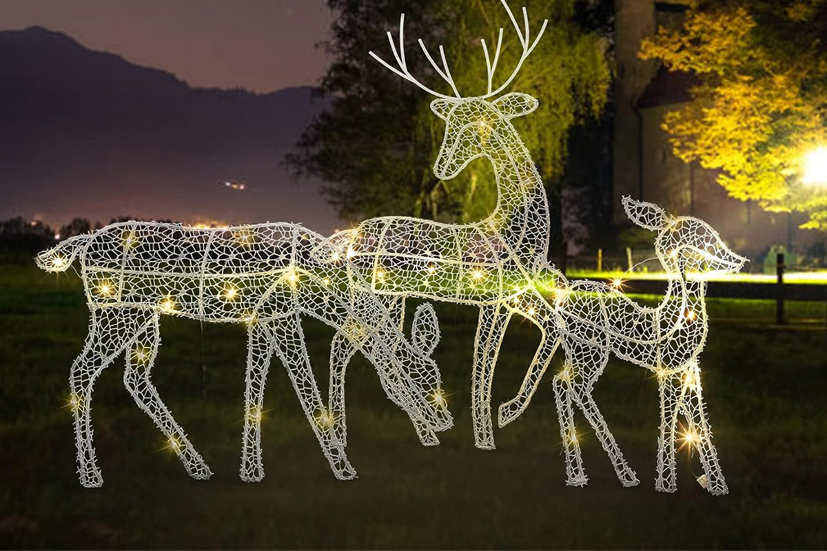 3pcs Christmas Reindeer Lighted Decoration 3D Reindeer Yard Decor for Lawn Garden Porch-Each of deer