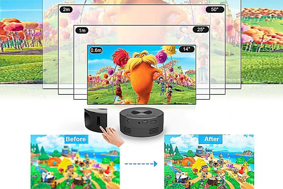 Mini Projector Portable Home Nightlight Projector Compatible with Home Bedroom-Black