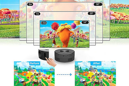 Mini Projector Portable Home Nightlight Projector Compatible with Home Bedroom-Black