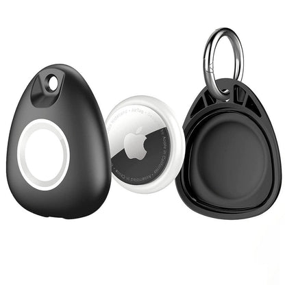 2Pcs Shockproof Protective Case Cover for Apple AirTag with Anti-lost Keyring
