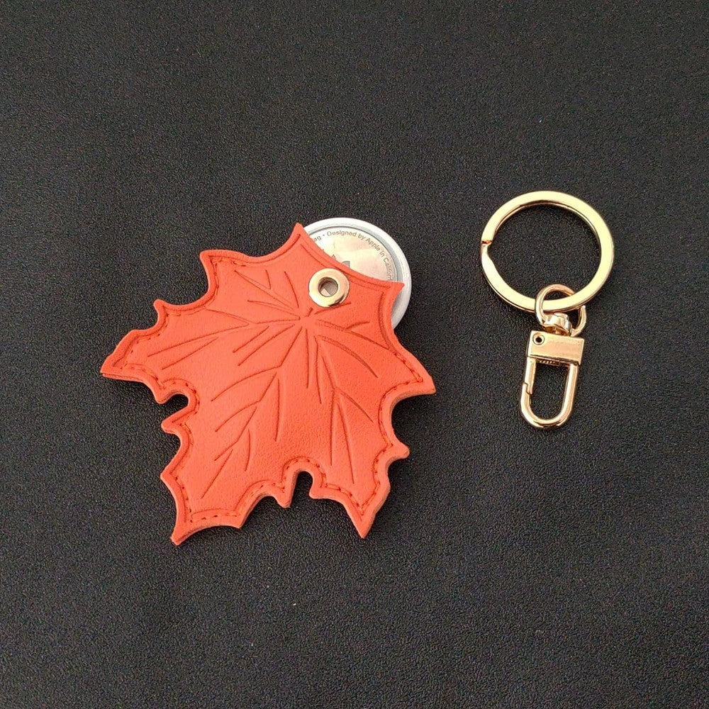 1Pc for Apple AirTag Protective Case Holder with Keychain Ring - Maple Leaf