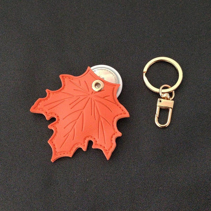 1Pc for Apple AirTag Protective Case Holder with Keychain Ring - Maple Leaf