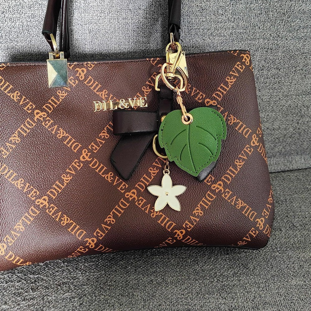 1Pc for Apple AirTag Protective Case Holder with Keychain Ring - Green Leaf