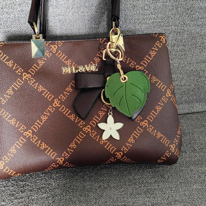 1Pc for Apple AirTag Protective Case Holder with Keychain Ring - Green Leaf