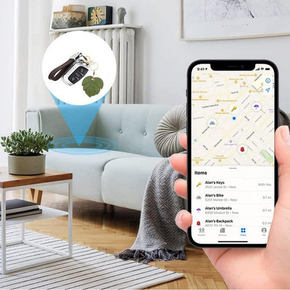 1Pc for Apple AirTag Protective Case Holder with Keychain Ring - Green Leaf