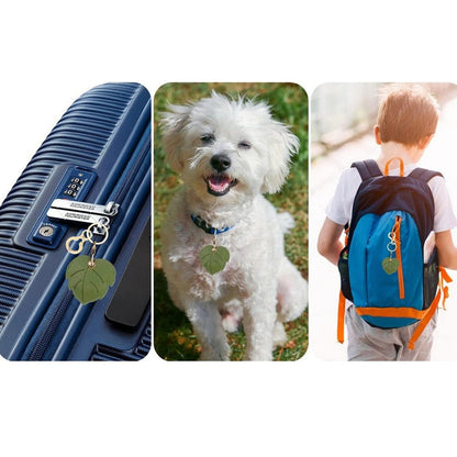 1Pc for Apple AirTag Protective Case Holder with Keychain Ring - Green Leaf