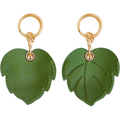 1Pc for Apple AirTag Protective Case Holder with Keychain Ring - Green Leaf