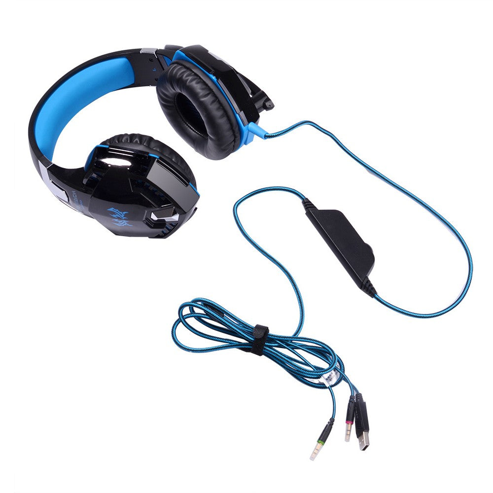 3.5mm Gaming Headset with Mic and LED Light for PC Mac Laptop Blue