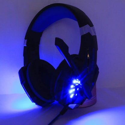 3.5mm Gaming Headset with Mic and LED Light for PC Mac Laptop Blue