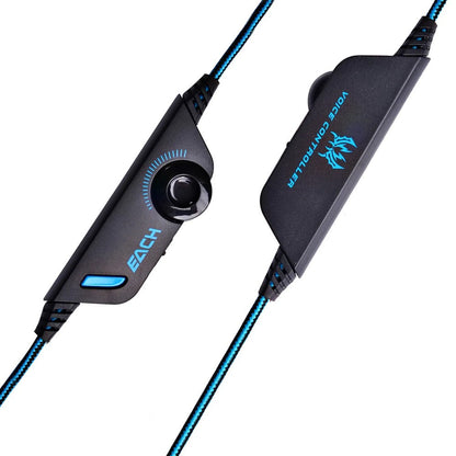 3.5mm Gaming Headset with Mic and LED Light for PC Mac Laptop Blue