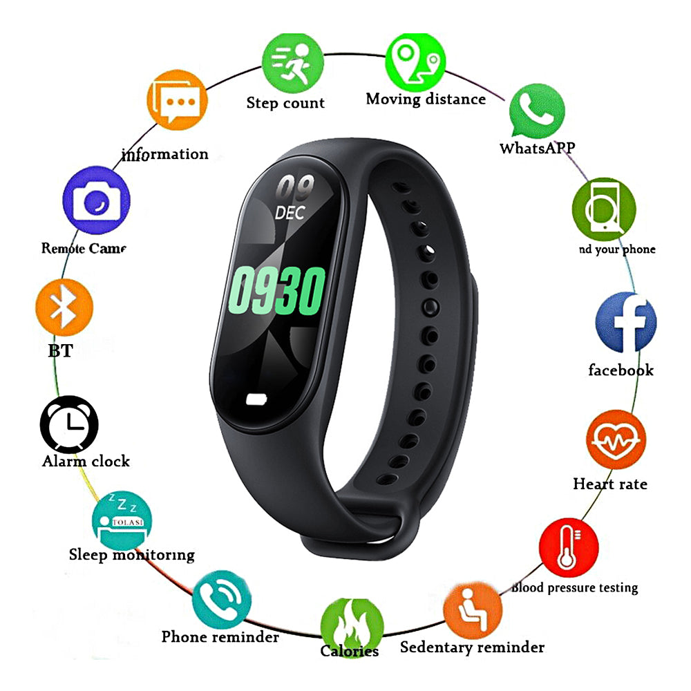 M8 Smart Bracelet Sports Heart Rate Bracelet Watch Fitness Tracker Black