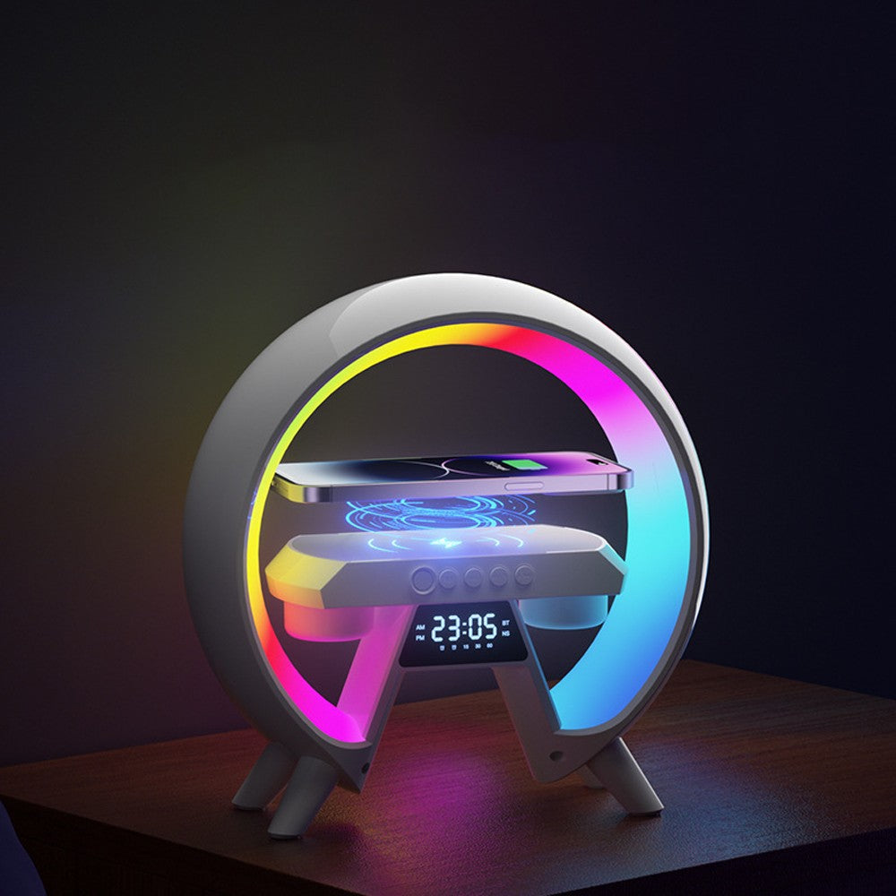Wireless Bluetooth Smart Speaker Atmosphere Night Light Supports Wireless Charging Multifunctional Timing Alarm Clock