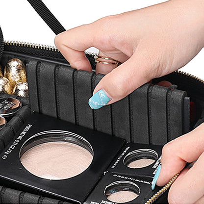 Portable Travel Large Makeup Case with LED Light Makeup Mirror Rechargeable Makeup Bag Black