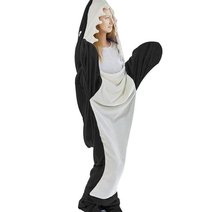 210cm Adult Wearable Whale Blanket Hoodie Flannel Onesie Pajamas Sleeping Bag