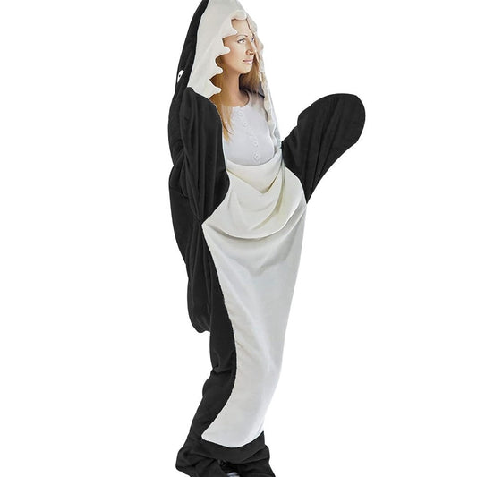 210cm Adult Wearable Whale Blanket Hoodie Flannel Onesie Pajamas Sleeping Bag