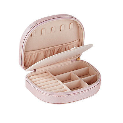 2Pcs Double Layer Jewelry Box PU Leather Jewelry Storage Case - Black + Pink