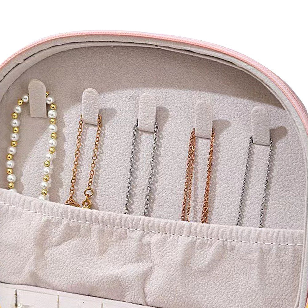 2Pcs Double Layer Jewelry Box PU Leather Jewelry Storage Case - Black + Pink