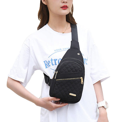 2Pcs Women Chest Bag Sling Bag Crossbody Bag Shoulder Bag - Black + Pink