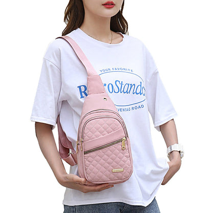 2Pcs Women Chest Bag Sling Bag Crossbody Bag Shoulder Bag - Black + Pink