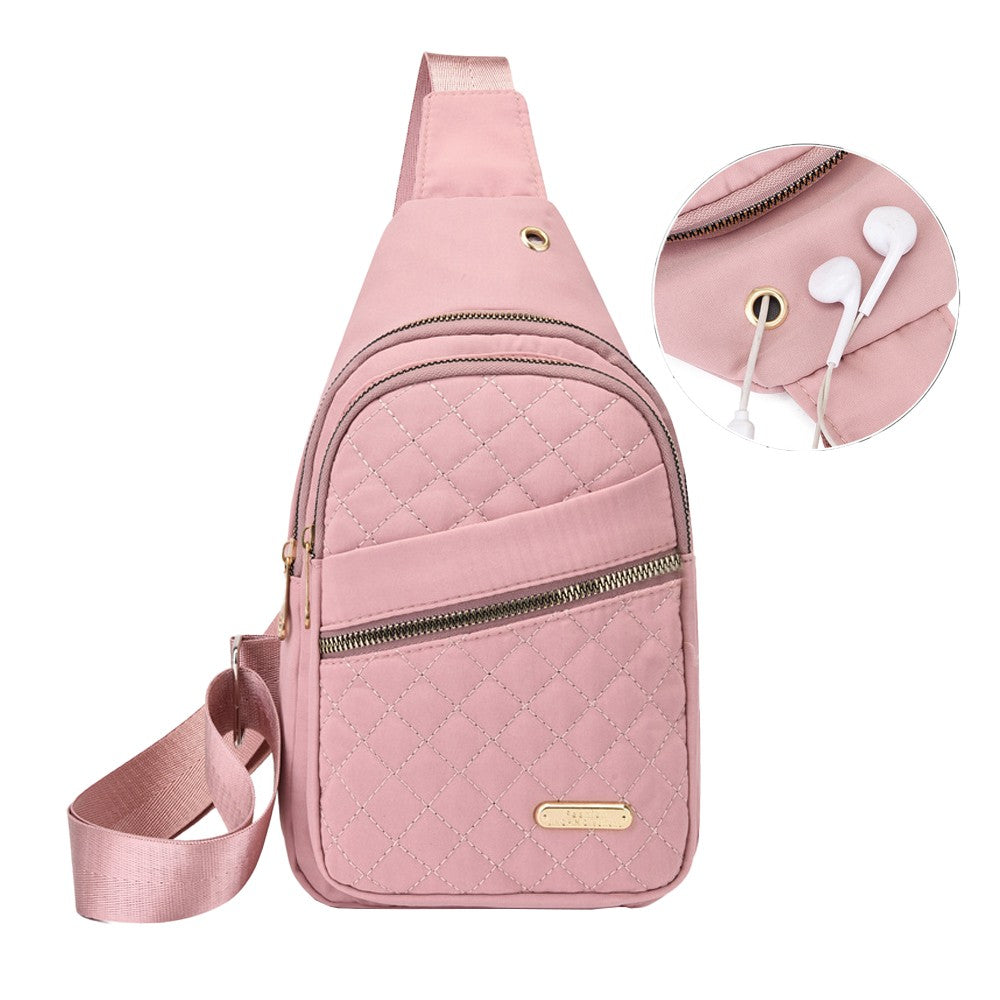2Pcs Women Chest Bag Sling Bag Crossbody Bag Shoulder Bag - Black + Pink