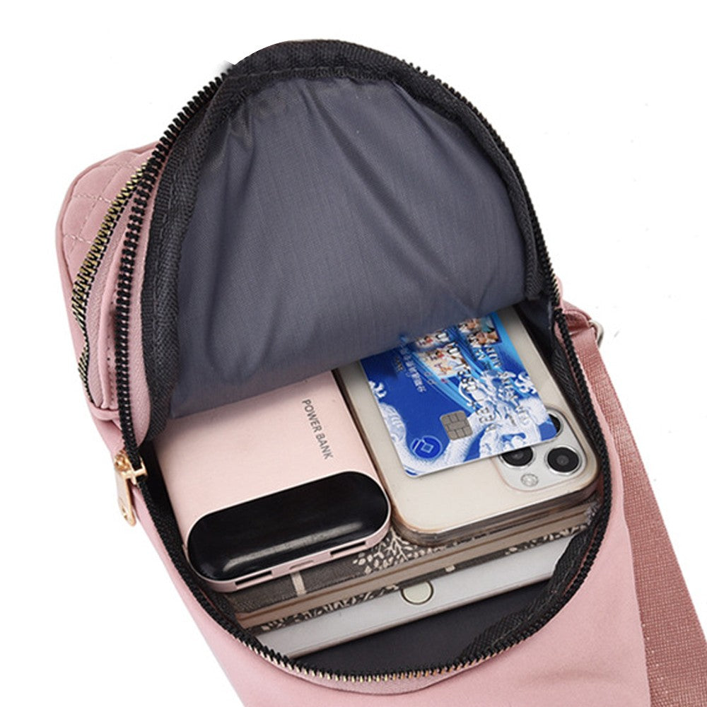 2Pcs Women Chest Bag Sling Bag Crossbody Bag Shoulder Bag - Black + Pink