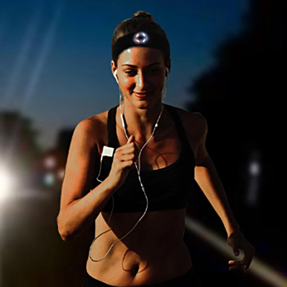 Bluetooth Headband Headphone Wireless Music Sports Headband with Headlamp