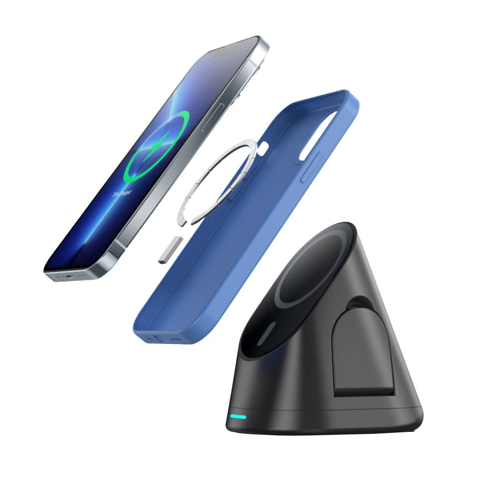 3-in-1 Wireless Magnetic Charger Qi Fast Charging Stand for iPhone Airpods Black