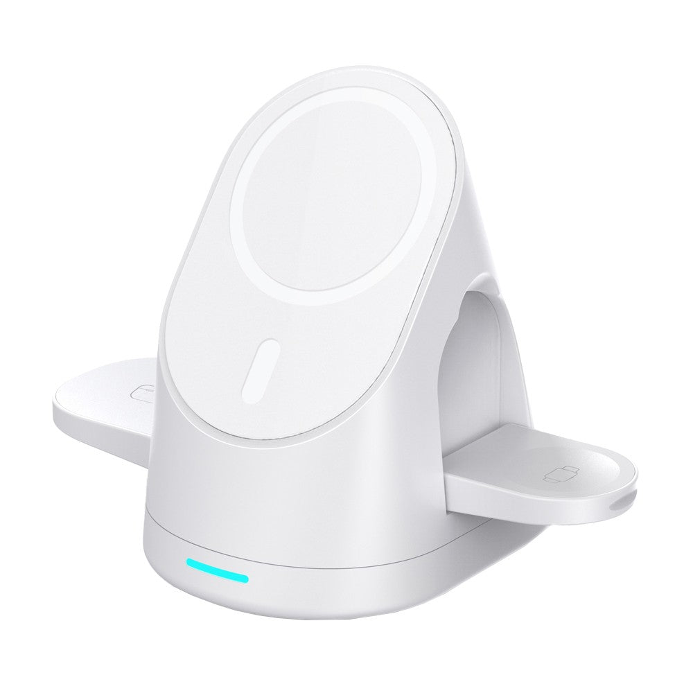 3-in-1 Wireless Magnetic Charger Qi Fast Charging Stand for iPhone Airpods White