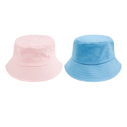 2Pcs Unisex Bucket Hat Cotton Outdoor Sun Cap Blue and Pink
