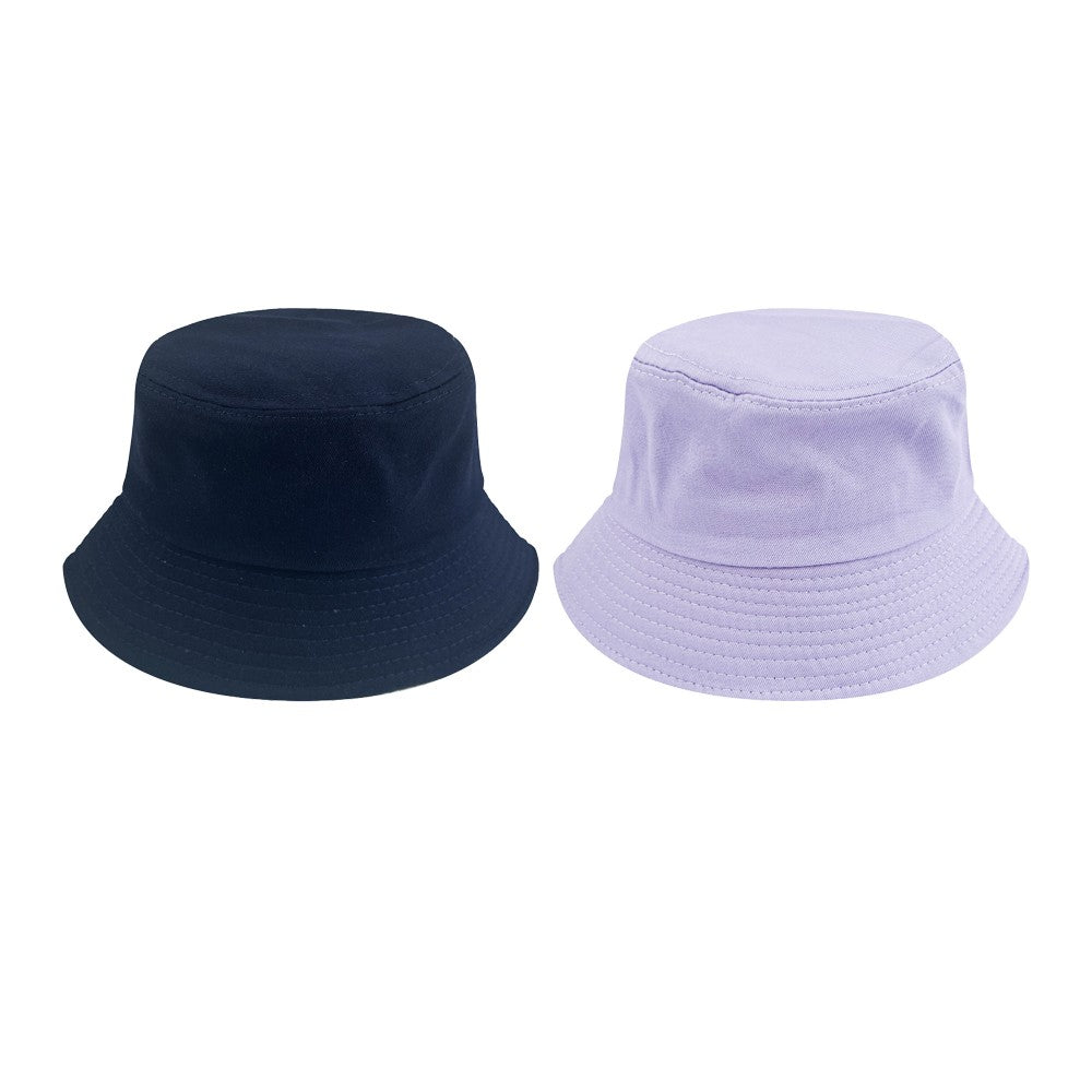 2Pcs Unisex Bucket Hat Cotton Outdoor Sun Cap Navy and Purple