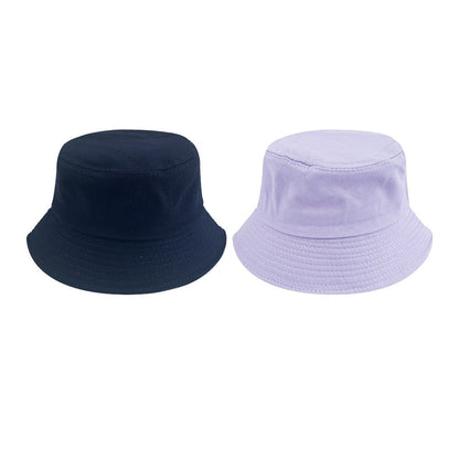 2Pcs Unisex Bucket Hat Cotton Outdoor Sun Cap Navy and Purple