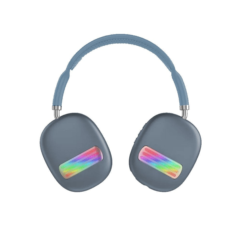 Colorful LED Wireless Headphones Bluetooth Stereo Earphones Over-Ear Headset Blue