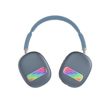 Colorful LED Wireless Headphones Bluetooth Stereo Earphones Over-Ear Headset Blue