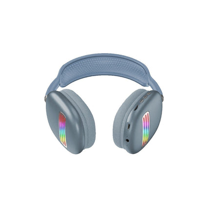 Colorful LED Wireless Headphones Bluetooth Stereo Earphones Over-Ear Headset Blue