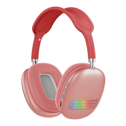 Colorful LED Wireless Headphones Bluetooth Stereo Earphones Over-Ear Headset Red