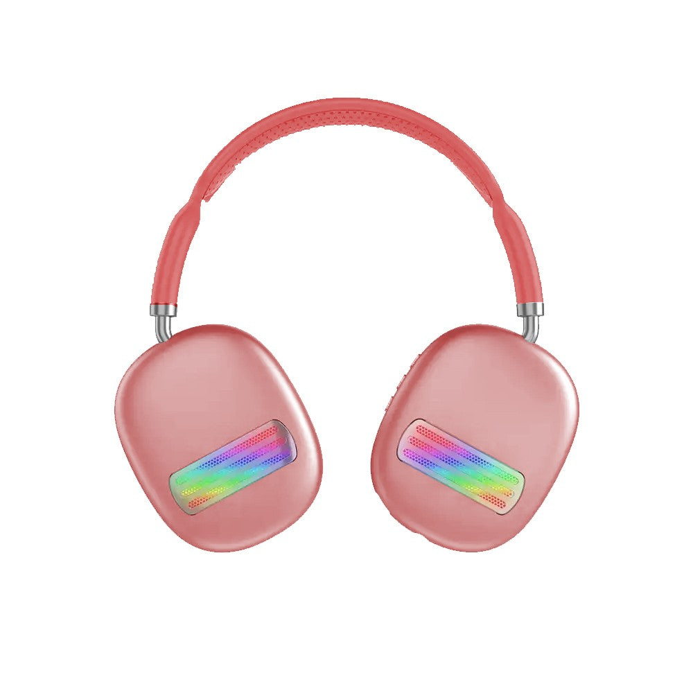 Colorful LED Wireless Headphones Bluetooth Stereo Earphones Over-Ear Headset Red