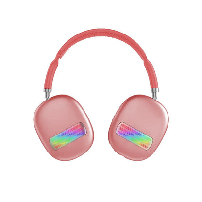 Colorful LED Wireless Headphones Bluetooth Stereo Earphones Over-Ear Headset Red