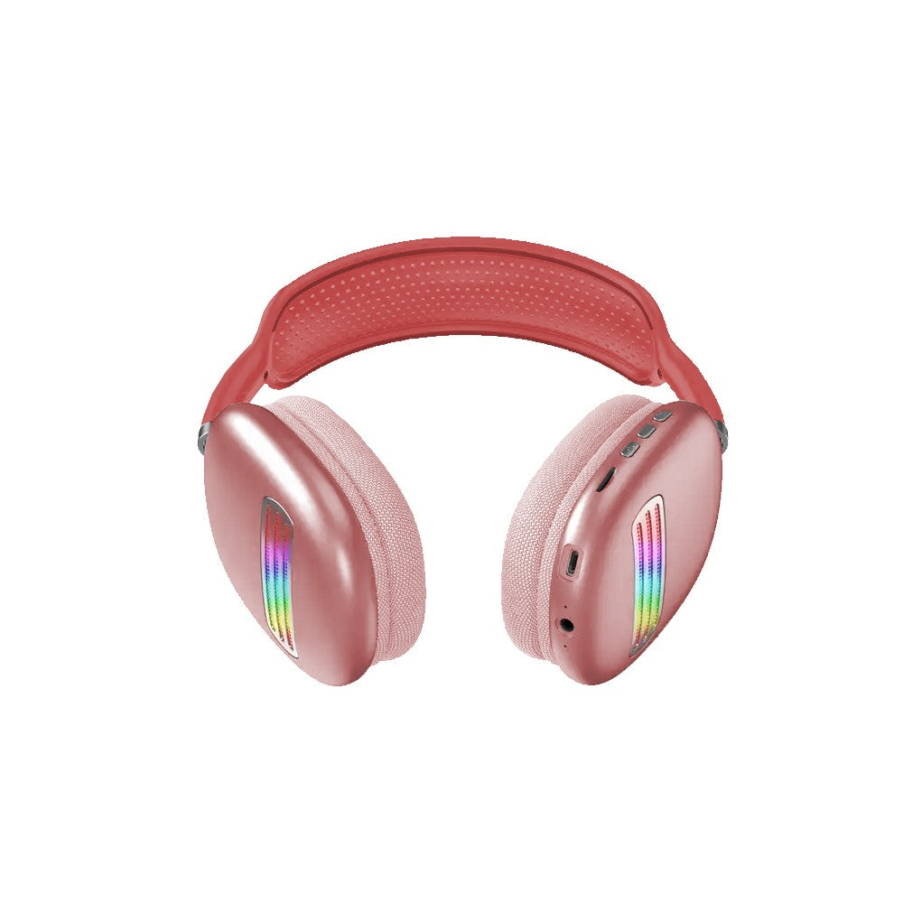 Colorful LED Wireless Headphones Bluetooth Stereo Earphones Over-Ear Headset Red