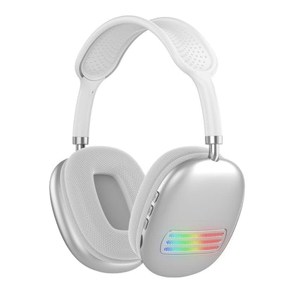 Colorful LED Wireless Headphones Bluetooth Stereo Earphones Over-Ear Headset White
