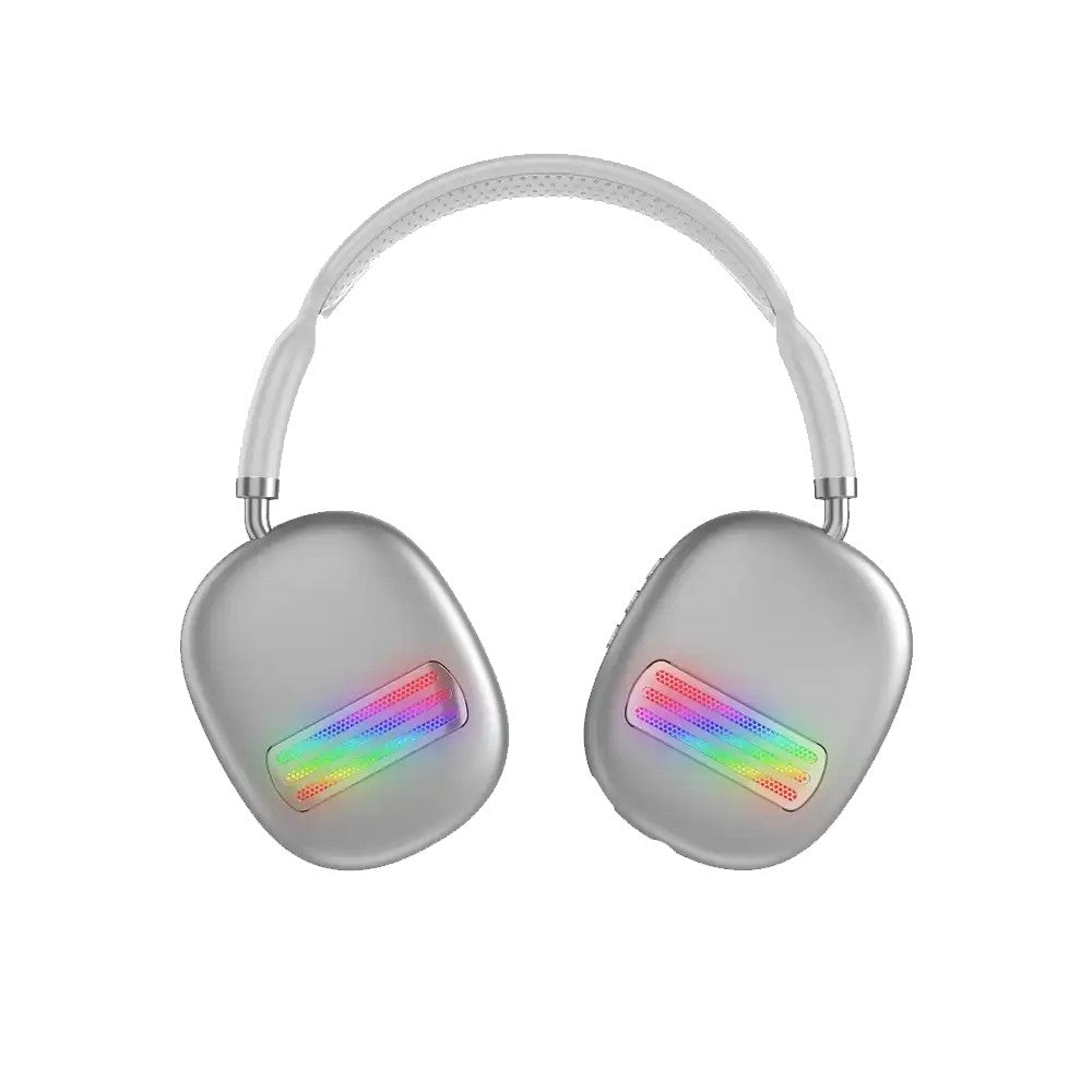 Colorful LED Wireless Headphones Bluetooth Stereo Earphones Over-Ear Headset White