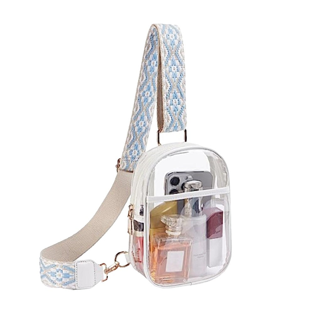 Clear Purse for Stadium Clear Sling Bag Fanny Pack Crossbody Bag Passport Purses for Women White