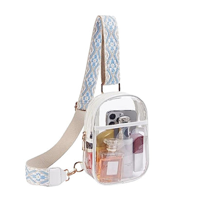 Clear Purse for Stadium Clear Sling Bag Fanny Pack Crossbody Bag Passport Purses for Women White