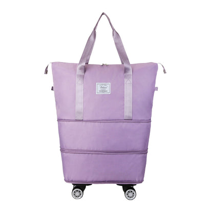 Expandable Wheeled Travel Duffle Bag Travel Foldable Rolling Gym Bag with Wheels Weekend Bag Purple