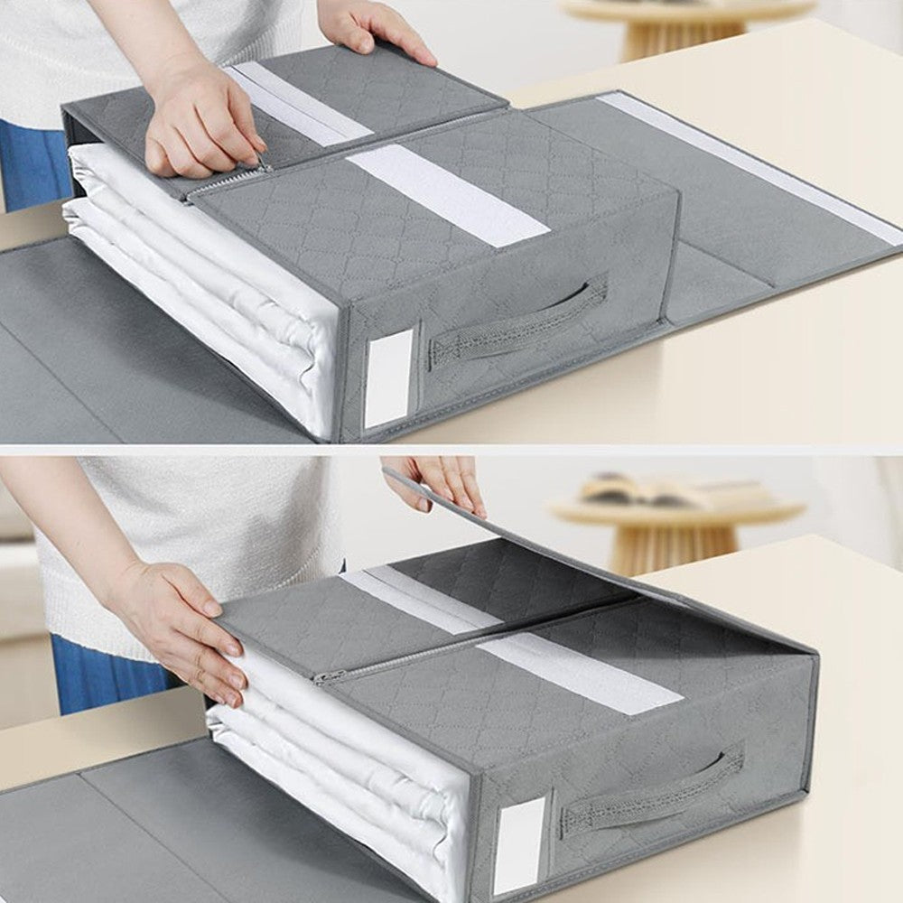 2Pcs Foldable Bed Sheet Organizer Clothes Bedding Storage Bags Style  1