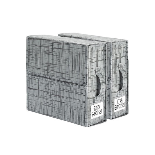 2Pcs Foldable Bed Sheet Organizer Clothes Bedding Storage Bags Style 2